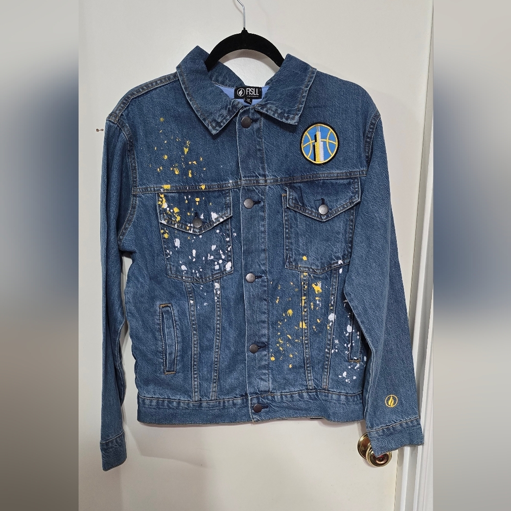 #500 Fisll Chicago Blue Denim Jacket with Yellow and White Accents